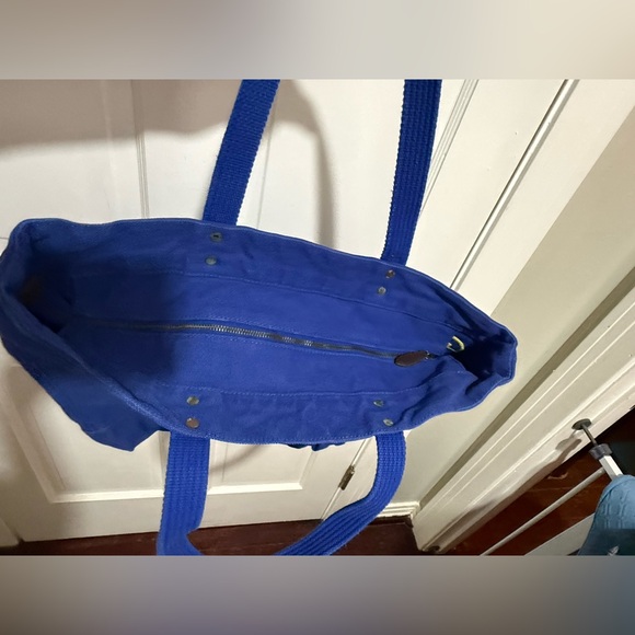 NEW Ralph Polo Womens Tote Bag Blue Yellow Zipper - Picture 3 of 5